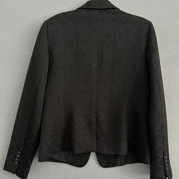 Ann Taylor Textured Dressy Blazer Classic One Button Black Womens 10 - Picture 7 of 16